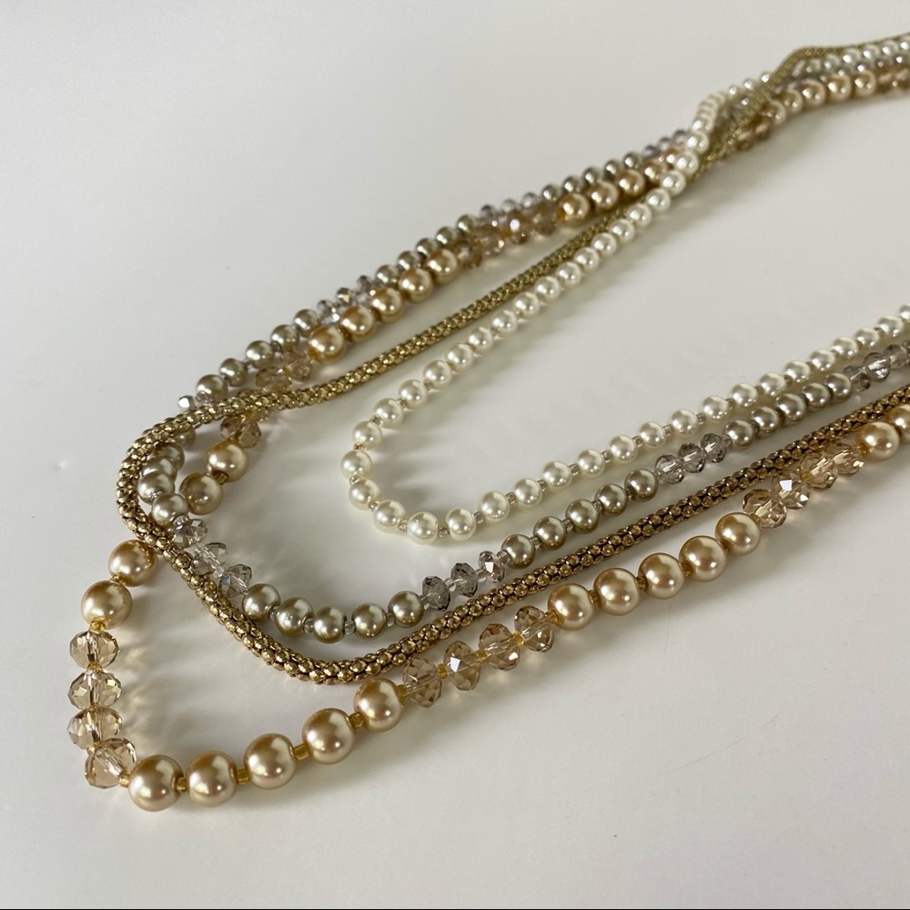 NEW 4 Strands Beaded Pearls and Chain Necklaces